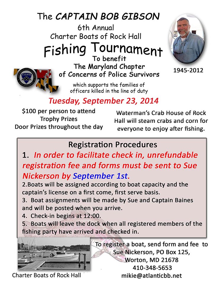 The Captain Bob Gibson 6th Annual Fishing Tournament Details